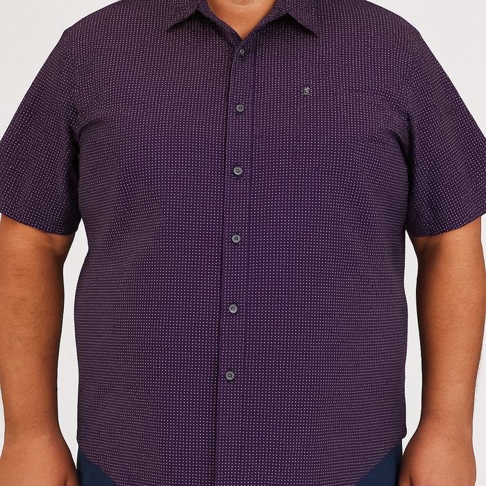 Camisa Manga Larga Color Vino con Estampado para Hombre en Tallas Extras 2210323