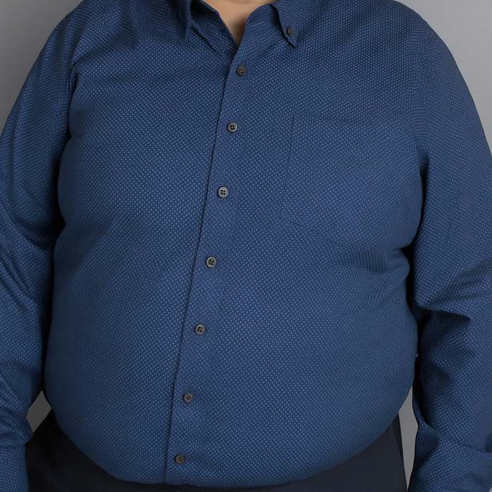 Camisa Manga Larga Azul Estilo Estampado de Algodón Talla Extra 2310470
