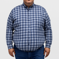 Camisa de Franela Manga Larga Estilo Cuadros Azul Para Caballero Talla Extra 2410278