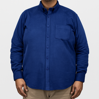 Camisa Azul Marino Manga Larga Casual de Pana Talla Extra 2410240