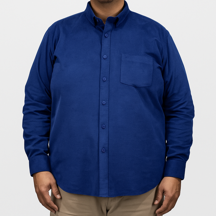 Camisa Azul Marino Manga Larga Casual de Pana Talla Extra 2410240