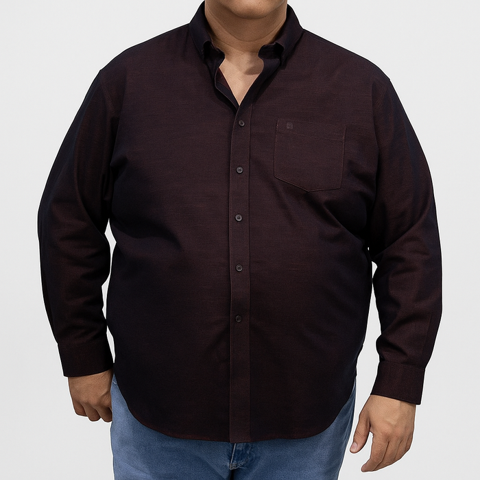 Camisa Manga Larga de Pana Lisa Vino Para Caballero Talla Extra 2410233