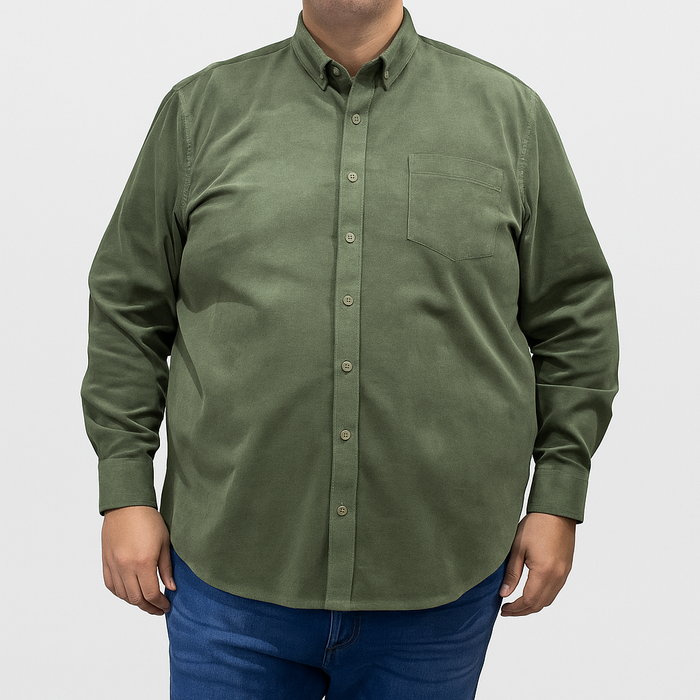 Camisa Casual Verde Musgo Pana Manga Larga Talla Extra 2410239