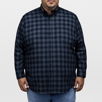 Camisa de Vesti Para Hombre de Pana Negra Manga Larga Talla Extra 2410254