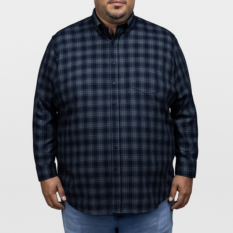 Camisa de Vesti Para Hombre de Pana Negra Manga Larga Talla Extra 2410254