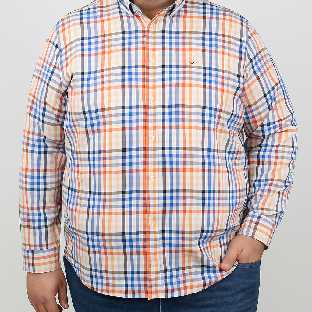 CAMISA MANGA LARGA MULTICOLOR CUADROS 100% Algodón Talla Extra 2305132