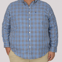 Camisa Manga Larga Para Caballero 100% Algodón Estilo Cuadros Azul Talla Extra 2312631