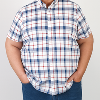 Camisa Manga Corta Para Caballero Estilo Cuadros Multicolor 100% Algodón Talla Extra 2310479