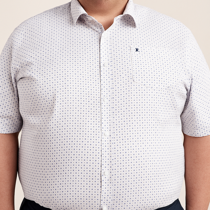Camisa Para Caballero Casual Manga Corta Blanca Estampado Talla Extra 2312646