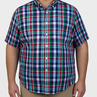 Camisa Para Caballero Casual Manga Corta Cuadros Multicolor 100% Algodón Talla Extra 2310482