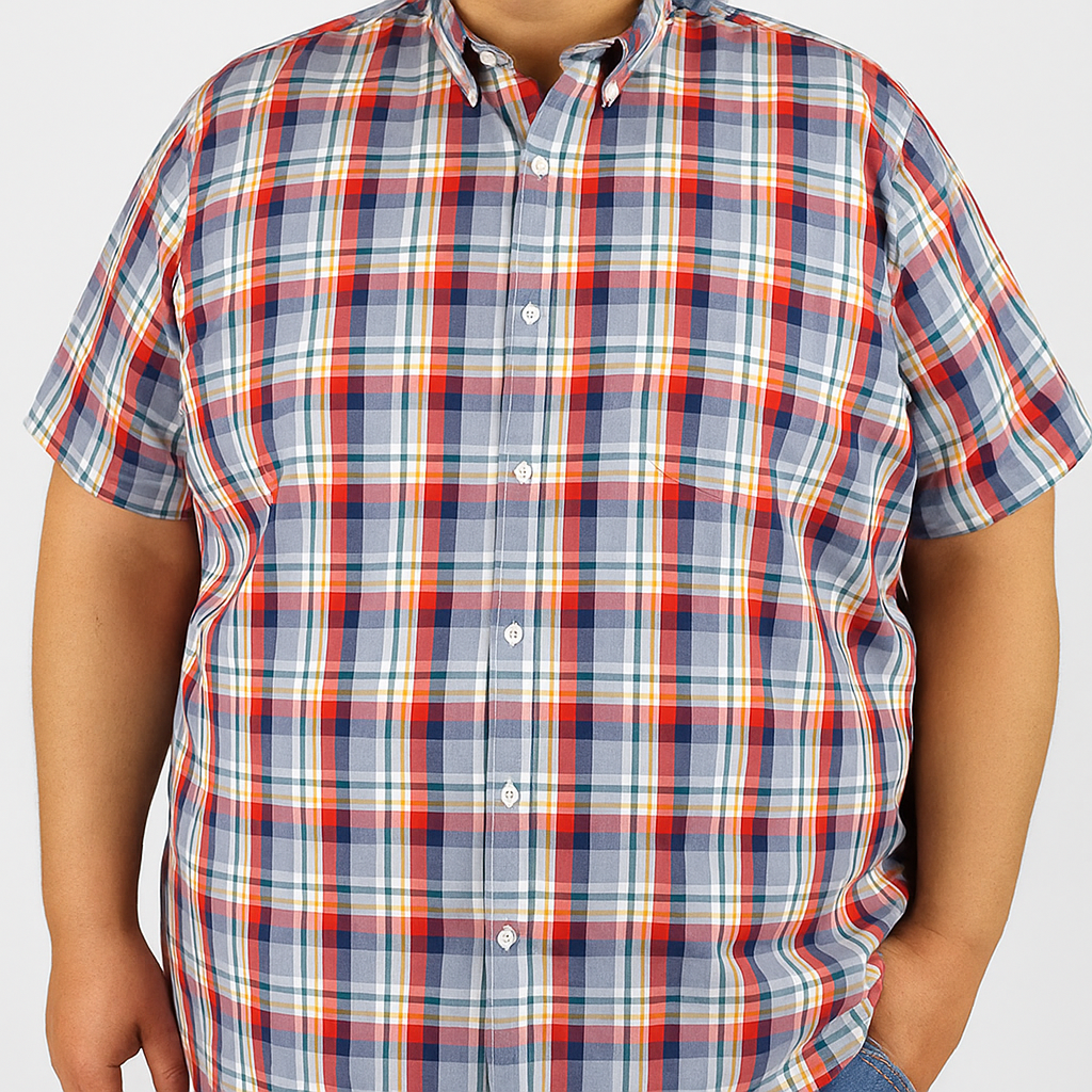 Camisa Multicolor Para Caballero Manga Corta Estilo Cuadros Talla Extra 2312650 - dioromx