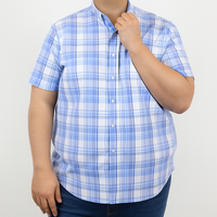 Camisa de Cuadros Casual Azul Manga Corta de Algodón Talla Extra 2303061 - dioromx