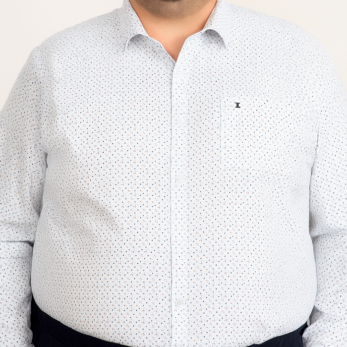 Camisa Casual Blanca Estilo Estampado Manga Corta Talla Extra 2307036