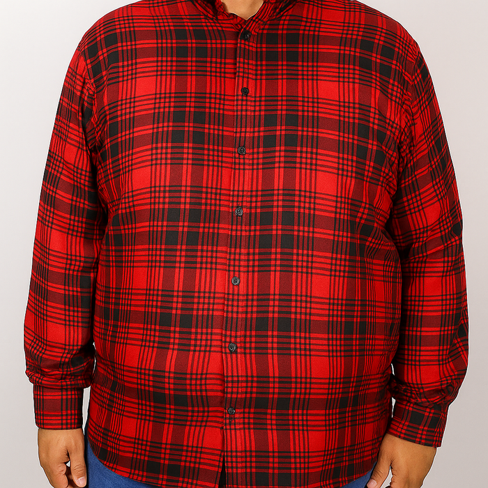 CAMISA MANGA LARGA ROJA CUADROS FRANELA Tallas Extra 2309448