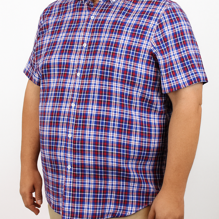 CAMISA MANGA CORTA MORADO CUADROS 100% ALGODÓN TALLA EXTRA 2302043 - dioromx