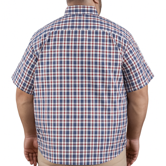 Camisa de Cuadros Azul con Manga Corta Talla Extra 100% Algodón 2306020