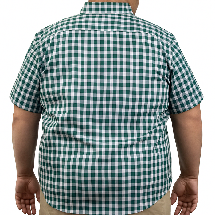 Camisa de Cuadros Verde con Manga Corta Talla Extra 2306018