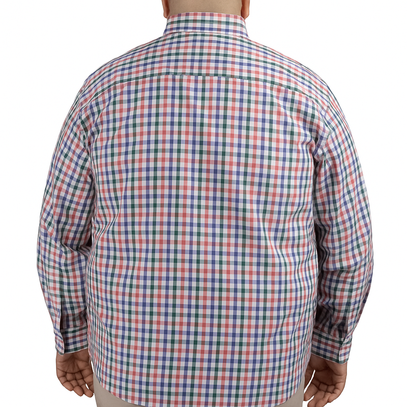 Camisa de Cuadros Multicolor con Manga Larga 100% Algodón Talla Extra 2501004