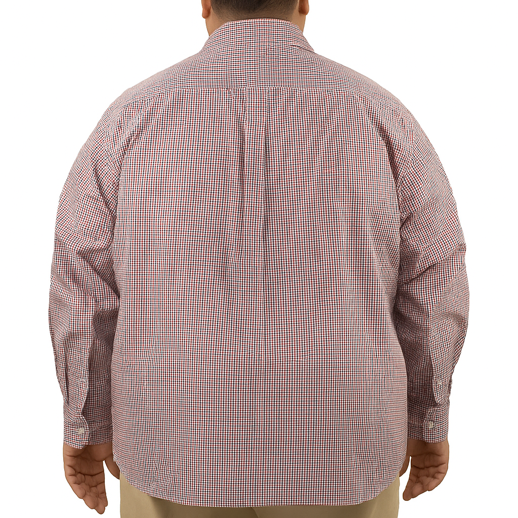 Camisa de Cuadros Roja con Manga Larga 100% Algodón Talla Extra 2307034