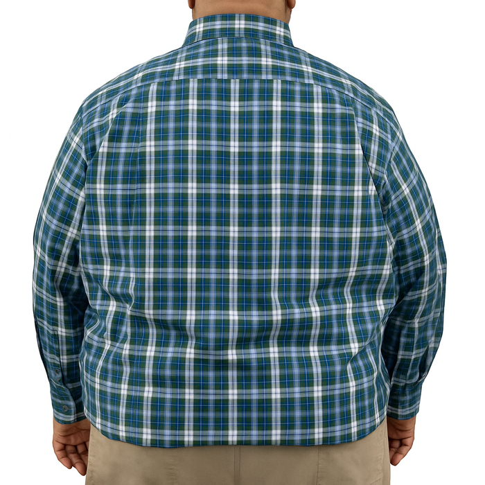 Camisa de Cuadros Verde con Manga Larga 100% Algodón Talla Extra 2312624