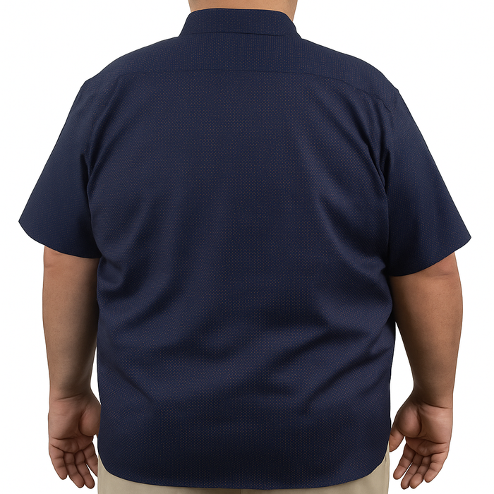 Camisa Azul con Estampado de Manga Corta 100% Algodón Talla Extra 2502018