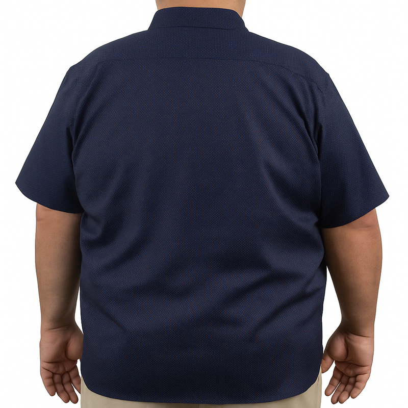 Camisa Azul con Estampado de Manga Corta 100% Algodón Talla Extra 2502018