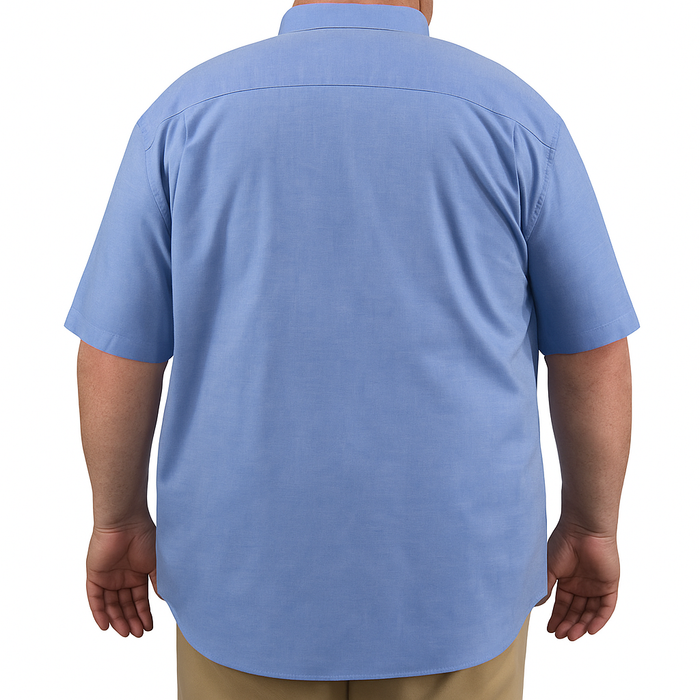 Camisa Azul Lisa con Manga Corta 100% Algodón 2505043 Talla Extra