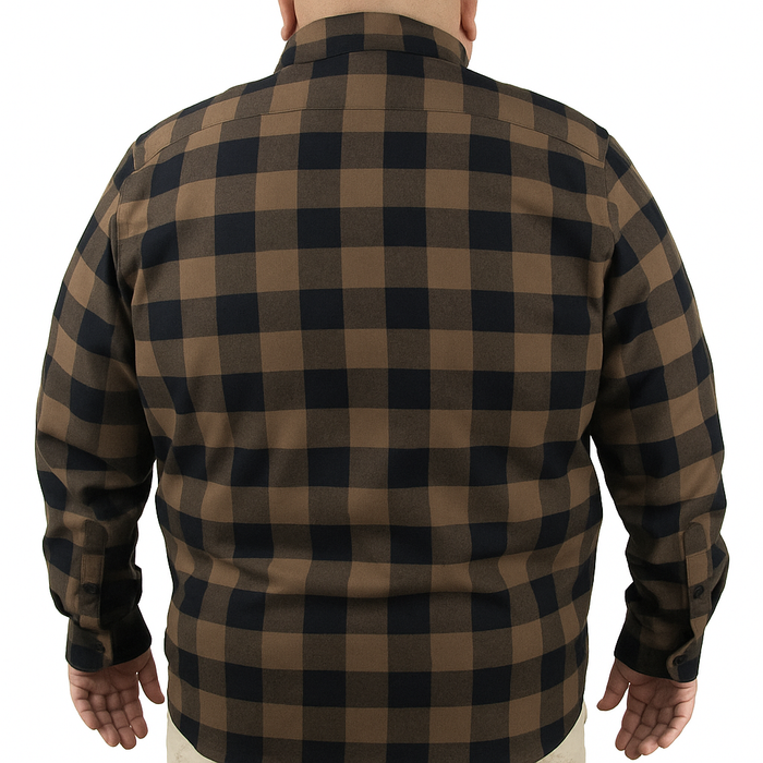 Camisa de Franela de Cuadros Café con Manga Larga Talla Extra 2410257