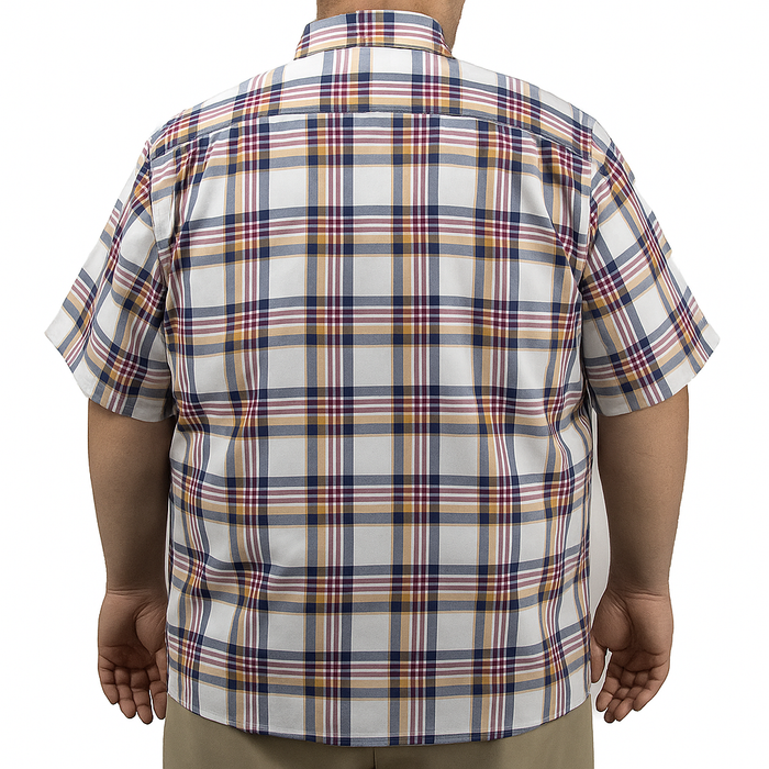 Camisa de Cuadros Café con Manga Corta 100% Algodón Talla Extra 2306024