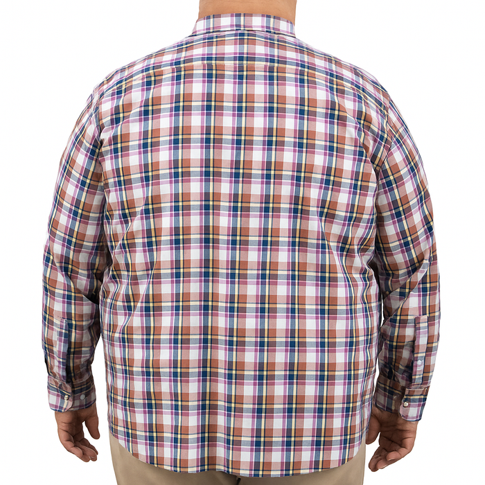 Camisa de Cuadros Morada con Manga Larga 100% Algodón Talla Extra 2305131
