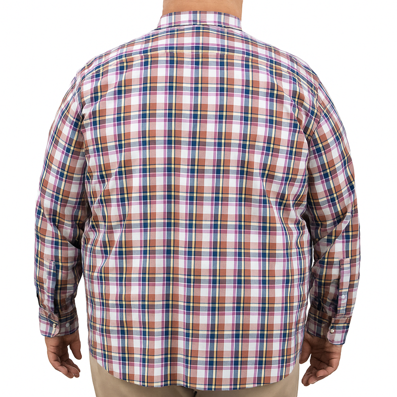 Camisa de Cuadros Morada con Manga Larga 100% Algodón Talla Extra 2305131