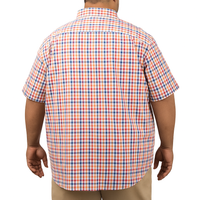 Camisa Naranja de Cuadros con Manga Corta 100% Algodón Talla Extra 2305164