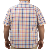 Camisa Naranja de Cuadros con Manga Corta 100% Algodón Talla Extra 2501005