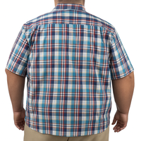 Camisa Azul de Cuadros con Manga Corta 100% Algodón Talla Extra 2307039