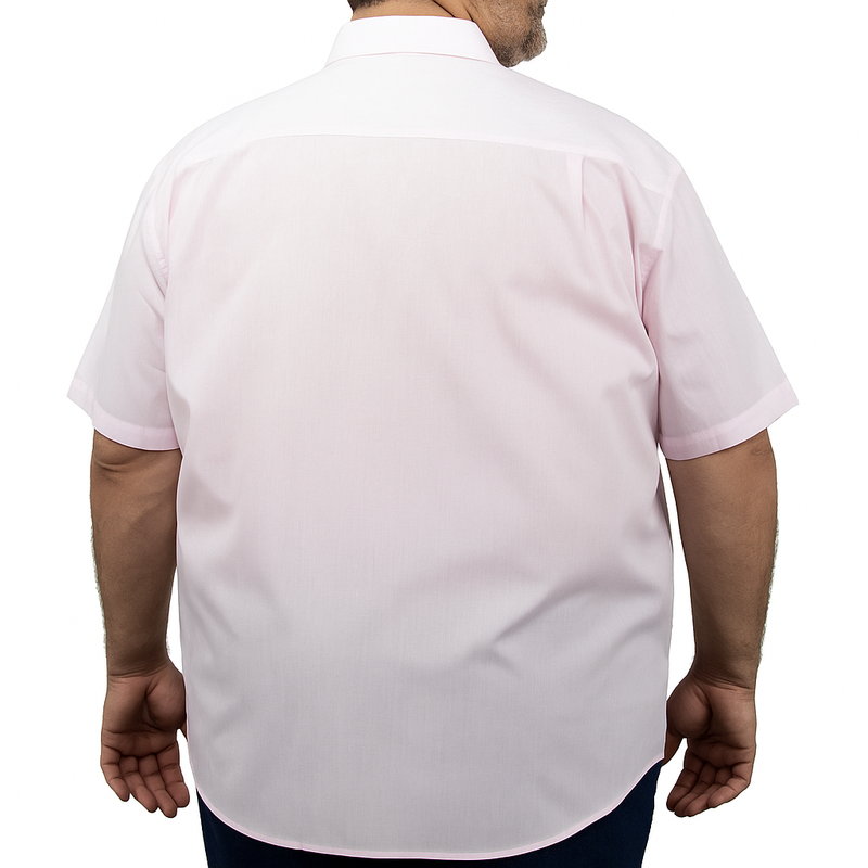 Camisa de Manga Corta Rayas Rosa 100% Algodón Talla Extra 2502022