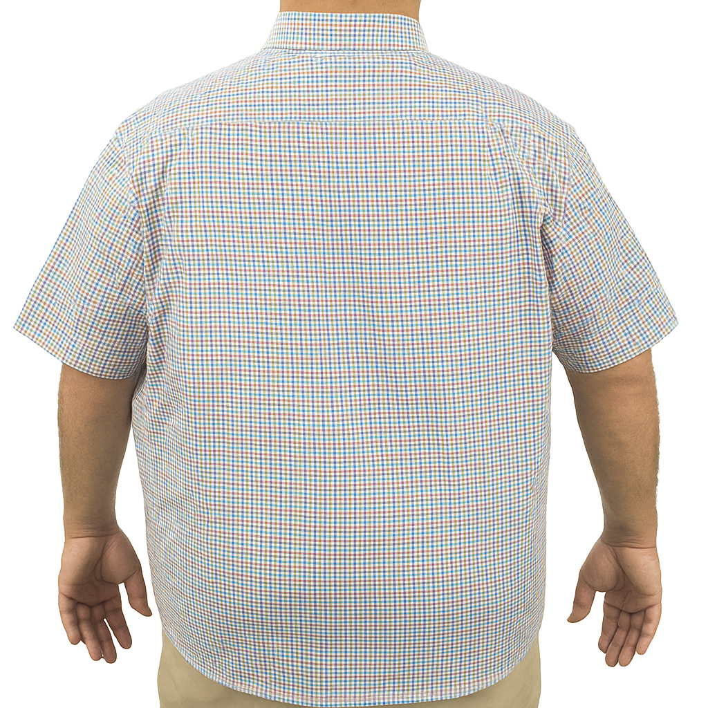 Camisa de Manga Corta Cuadros Multicolor 100% Algodón Talla Extra 2309055 - dioromx