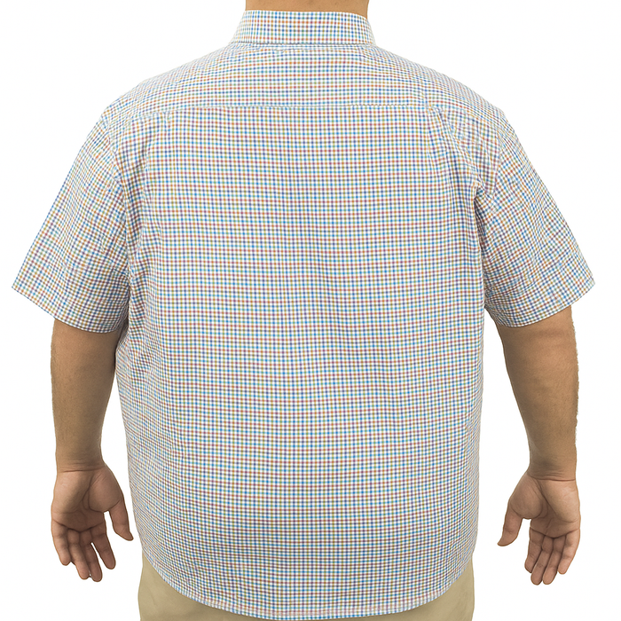 Camisa de Manga Corta Cuadros Multicolor 100% Algodón Talla Extra 2309055