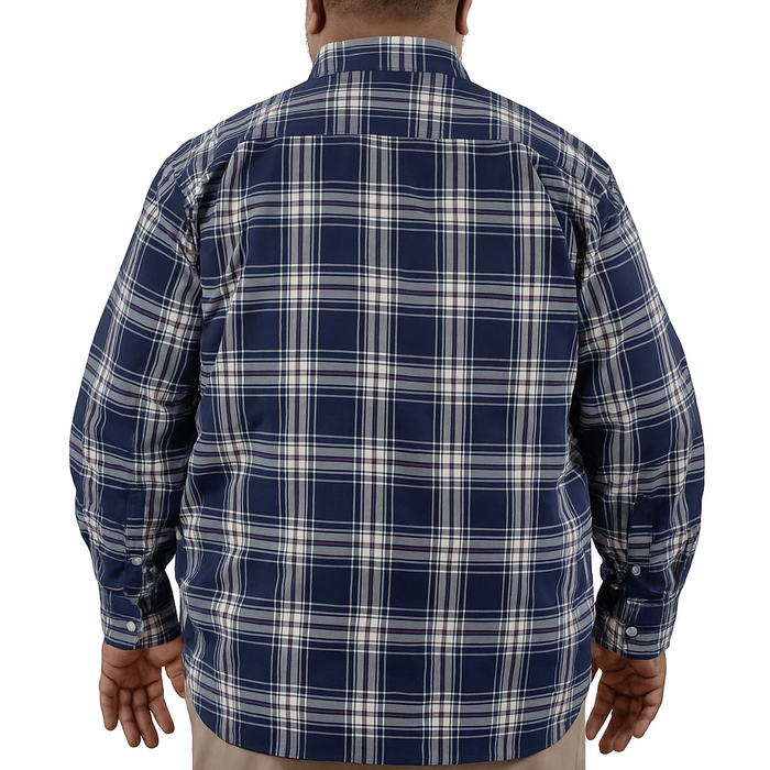 Camisa de Manga Corta Cuadros Azul Marino Talla Extra 2308044