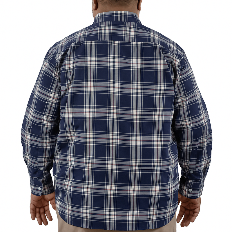Camisa de Manga Corta Cuadros Azul Marino Talla Extra 2308044