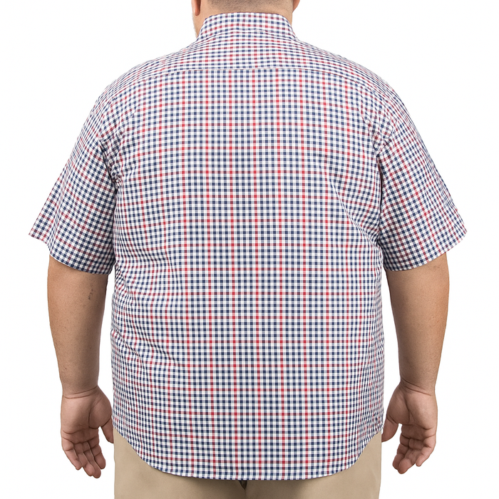Camisa de Manga Corta Cuadros Rojo 100% Algodón 2308047 Talla Extra