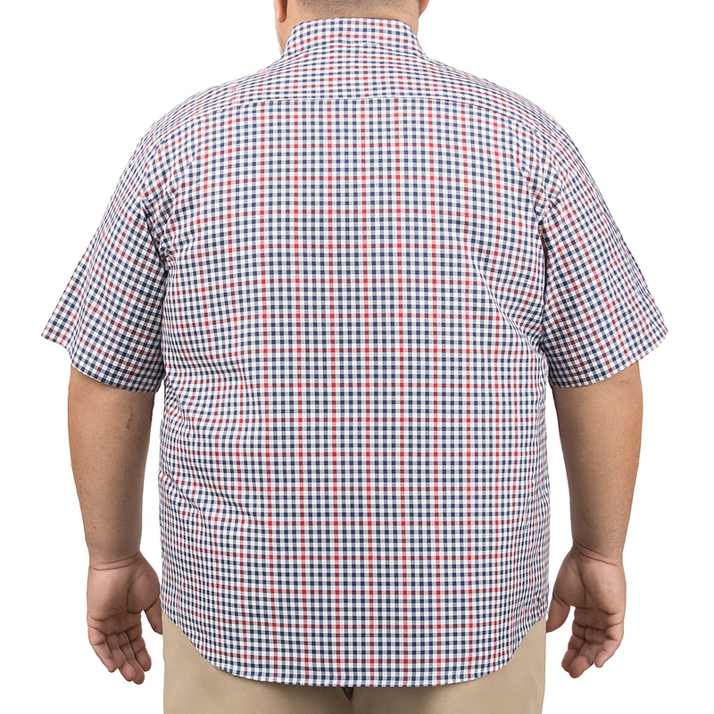 Camisa de Manga Corta Cuadros Rojo 100% Algodón 2308047 Talla Extra