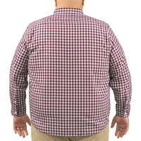 Camisa de Manga Larga Cuadros Vino 100% Algodón 2312626 Talla Extra