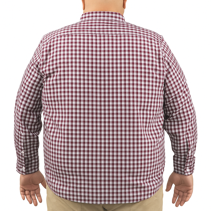 Camisa de Manga Larga Cuadros Vino 100% Algodón 2312626 Talla Extra