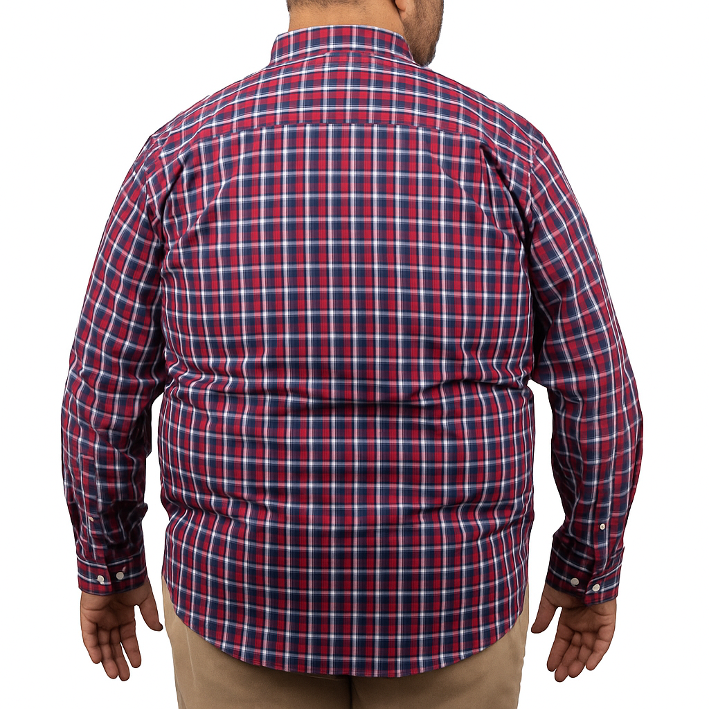 Camisa de Manga Larga Cuadros Rojo 100% Algodón Talla Extra 2511081