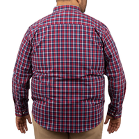 Camisa de Manga Larga Cuadros Rojo 100% Algodón Talla Extra 2511081