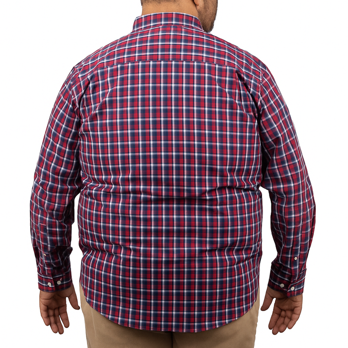 Camisa de Manga Larga Cuadros Rojo 100% Algodón Talla Extra 2511081