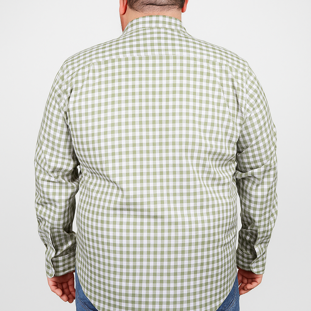 Camisa de Manga Larga Cuadros Verde 100% Algodón Tallas Extras 2312627
