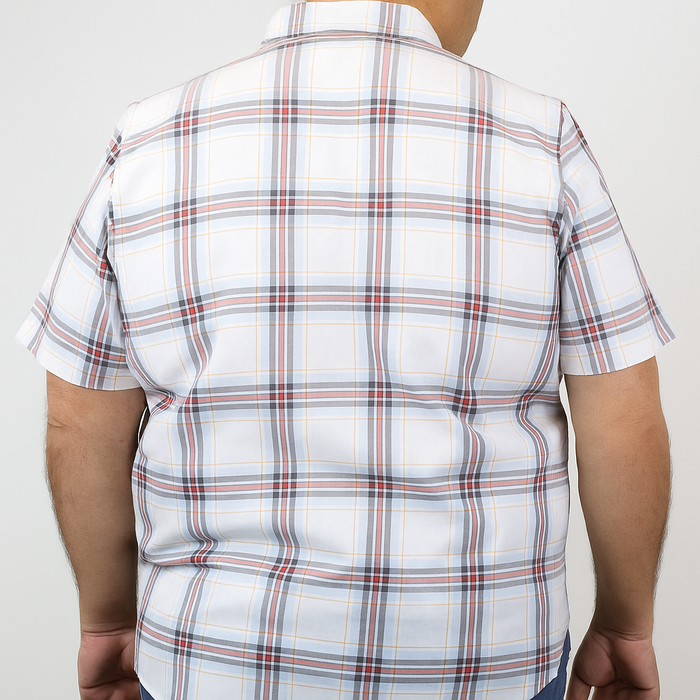 Camisa de Manga Corta 100% Algodón Cuadros Blanca Tallas Extras 2304105