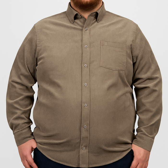 Camisa de Pana Manga Larga Beige Para Caballero Tallas Extras 2410235