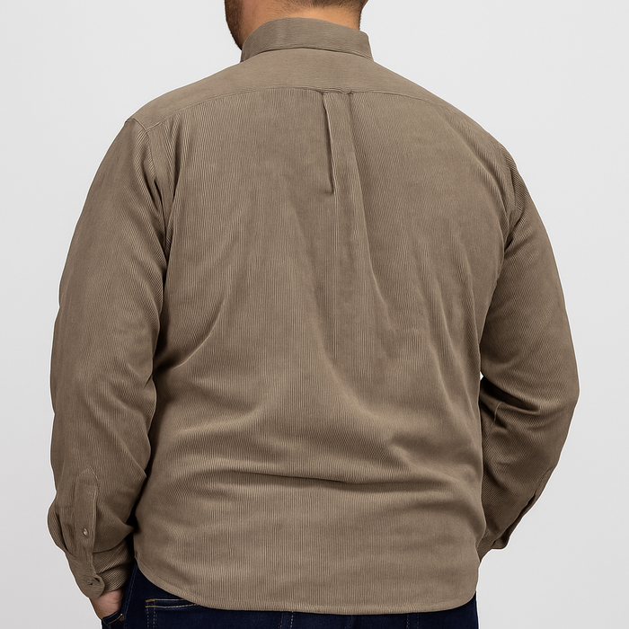 Camisa de Pana Manga Larga Beige Para Caballero Tallas Extras 2410235